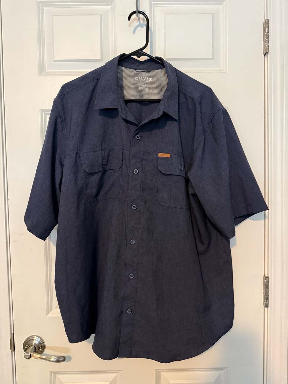 Orvis Classic Collection Men's Navy Short Sleeve Button Up Fishing Shirt XXL